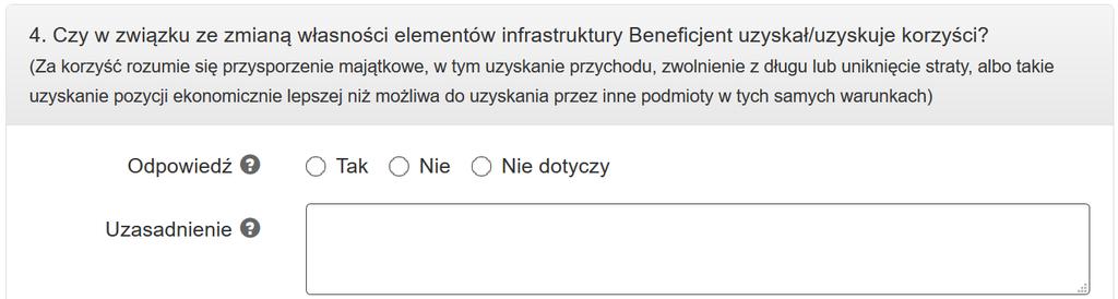 4. Korzyści uzyskane w związku ze zmianą własności elementów infrastruktury.