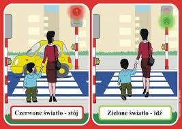 , przy przechodzeniu przez ulicę (nawet, gdy jest sygnalizator świetlny), należy spojrzeć w lewo, potem w prawo i znów w lewo dopiero upewniwszy się, że nic nie nadjeżdża, dziecko może przejść na