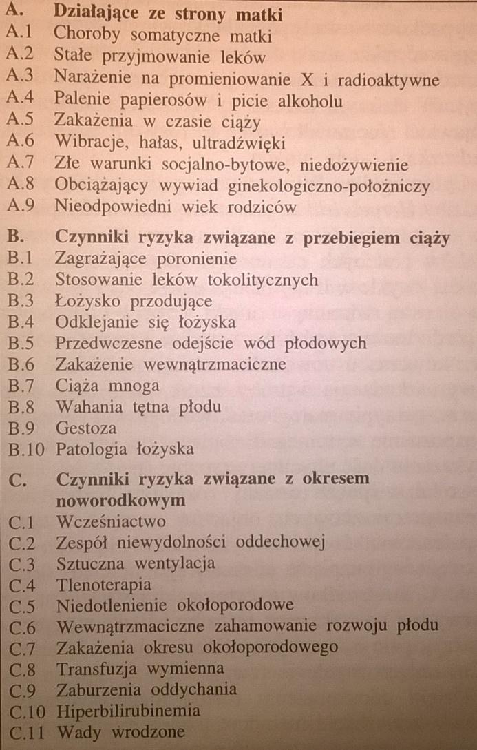 Czynniki ryzyka uszkodzenia OUN najczęściej zespół niedotlenieniowoniedokrwienny