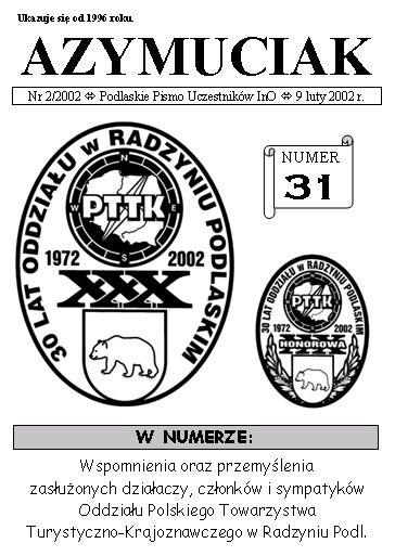 Dodatkowo w 2001 roku pojawiło si wydanie specjalne (nienumerowane) uwietniajce IX Zjazd Oddziału PTTK w Radzyniu Podlaskim (11 luty 2001 r.). Azymuciak swoim zasigiem obejmuje cały kraj.