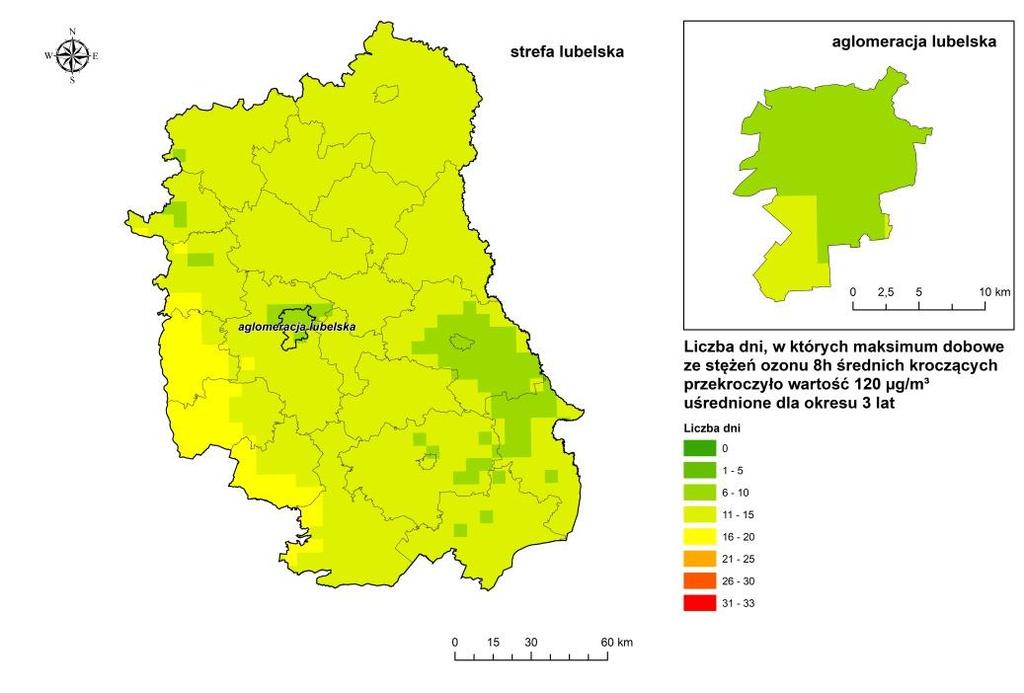 Na wszystkich stanowiskach pomiarowych zlokalizowanych w woj. lubelskim dotrzymana była dopuszczalna częstość przekroczeń.