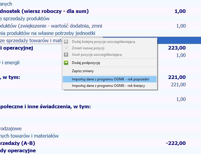 Wybierz czy importujesz rok poprzedni czy bieżący.