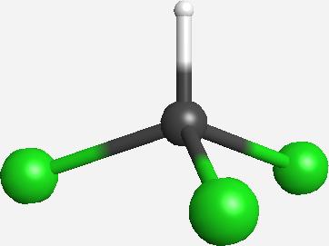 (a) CHCl 3 (b) CCl 4 Rysunek 6: Cząsteczki (a) chloroformu i (b) czterochlorku węgla.
