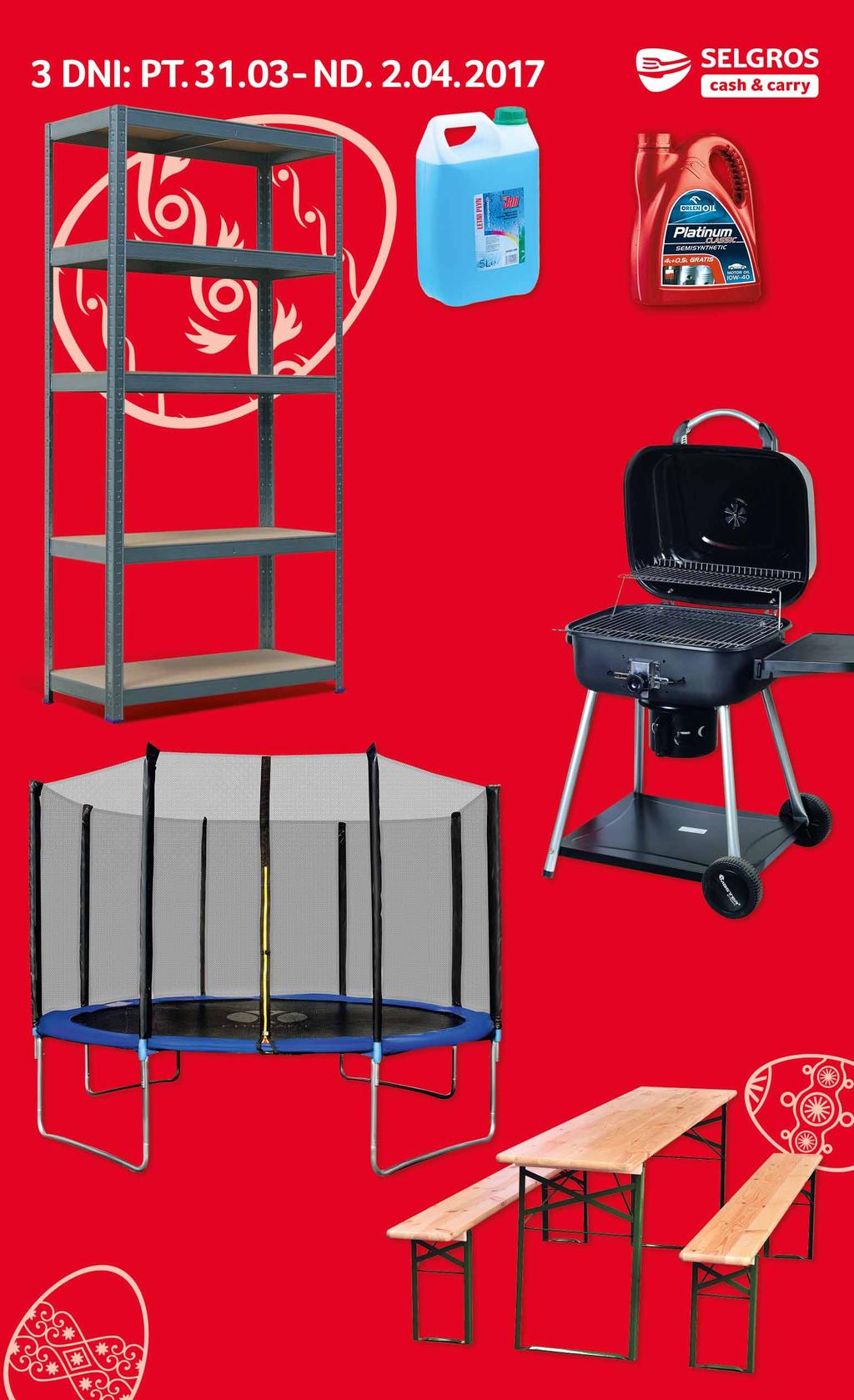 REGAŁ METALOWY 180 x 90 x 40 CM MOD. ATLAS liczba półek: 5 nośność jednej półki: 220 kg 83355438 69 90 z VAT 85.98 LETNI PŁYN DO SPRYSKIWACZY 5 L 10084481 2 69 z VAT 3.