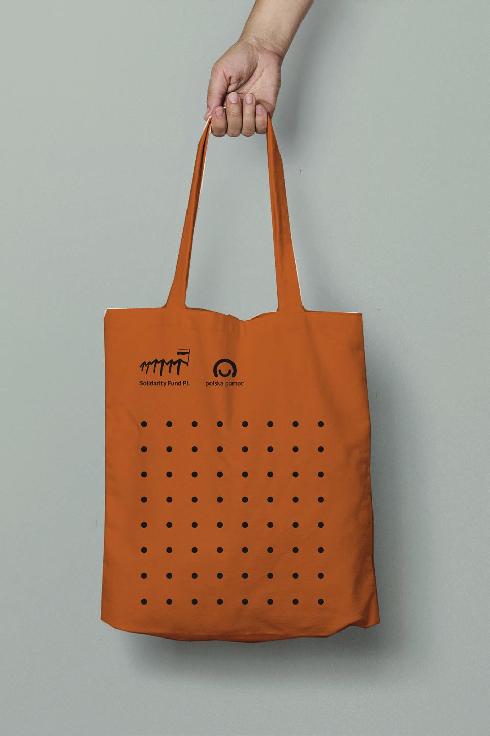 cotton bag - orange material, print in