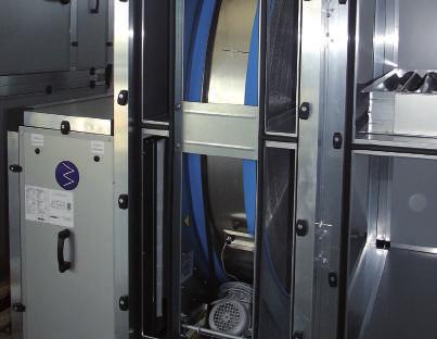 STANAR WYKONANIA CENTRAL WENTYLACYJNYC SEKCJA OZYSKU CIEPŁA: Wymienniki obrotowe [CR]: Rotor o grubości 200mm, zamontowany na łożyskowanym wale i zabudowany w konstrukcji szkieletowej (typu RRU, RRS,