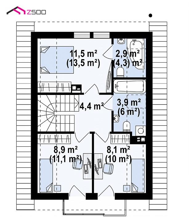 PARTER: 56,48 m 2 Sień Hol WC Gabinet Salon+jadalnia Pom. gosp.