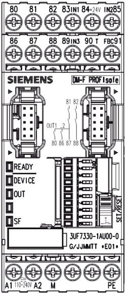3.1 Moduł cyfrowy MC-F PROFIsafe 110 do 240 V AC/DC: Rysunek 3-4 MC-F PROFIsafe 110-240 V AC/DC z obwodami sprzeżenia
