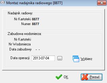 Przykładowo dla kartoteki o statusie do zabudowy możliwe jest wykonanie montażu, likwidacji złomowania lub podgląd historii eksploatacji.