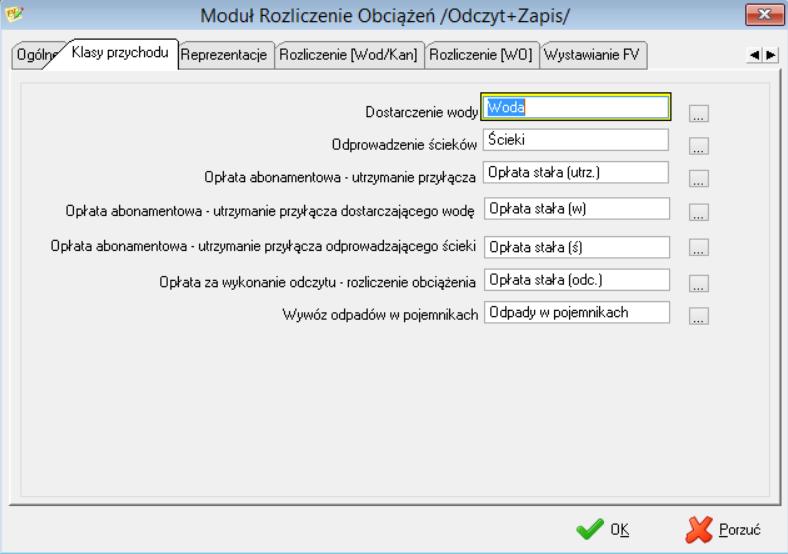 ), opłata stała (odc.), opłata stała (w), opłata stała (ś), odpady w pojemnikach. Nazwy tych klas mogą podlegać zmianom.