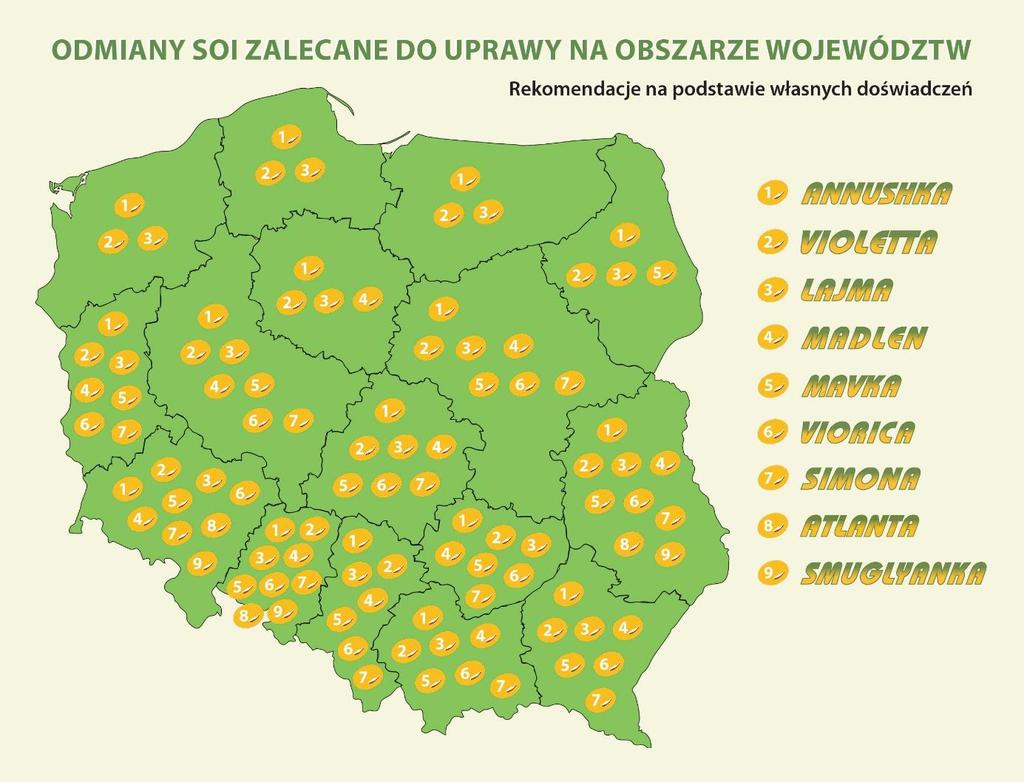 Technologia uprawy punkty krytyczne plonowania soi Rejon uprawy soi i dobór