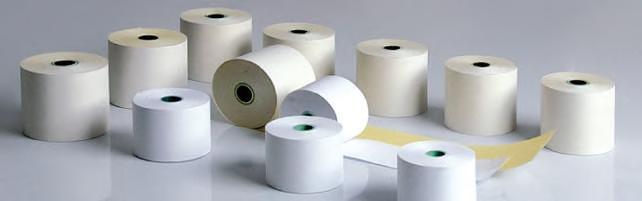 offsetowe - rolki wykonane z białego, bezpyłowego papieru offsetowego o gramaturze 60 g/m 2, dostępne o szerokości od 57 do 76 mm Rolki termiczne - rolki wykonane z białego papieru termicznego o