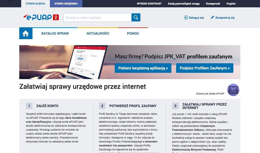 > Portal epuap z możliwością rejestracją