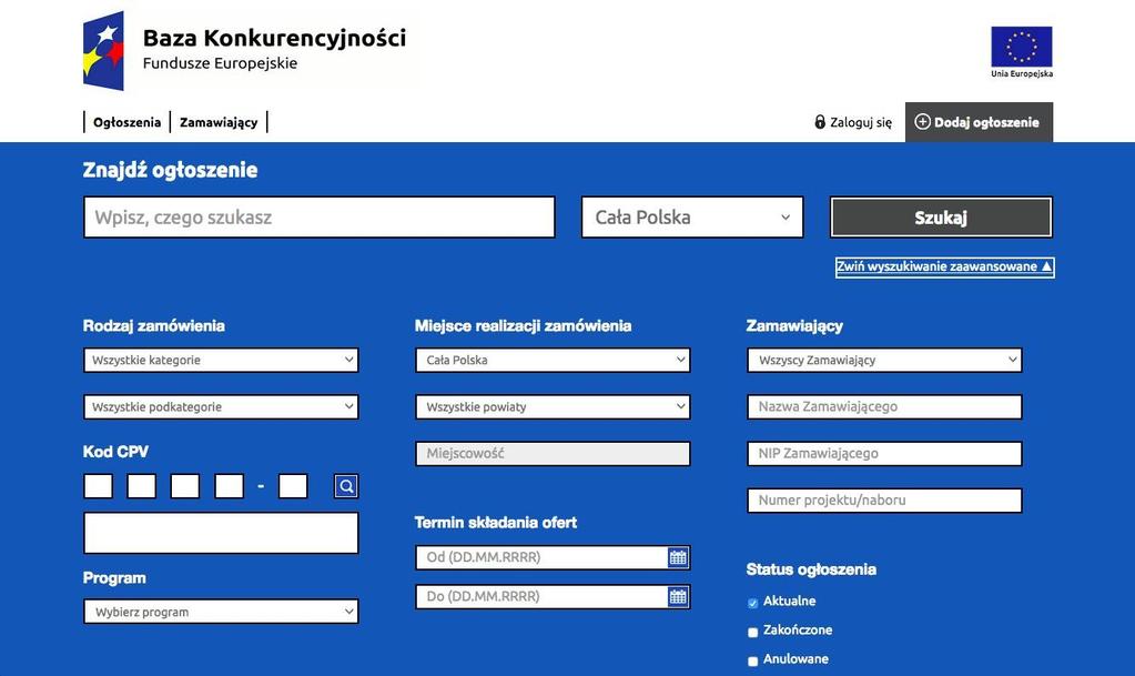 > Internetowa baza ofert zawierająca ogłoszenia
