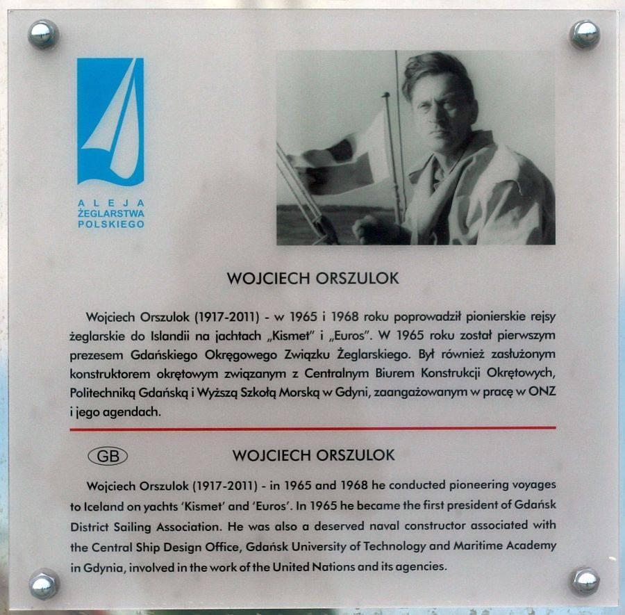Wojciech Orszulok 29 maja 2015 r. otwarciu sezonu żeglarskiego na Pomorzu towarzyszyło także odsłonięcie kolejnej tablicy w Alei.