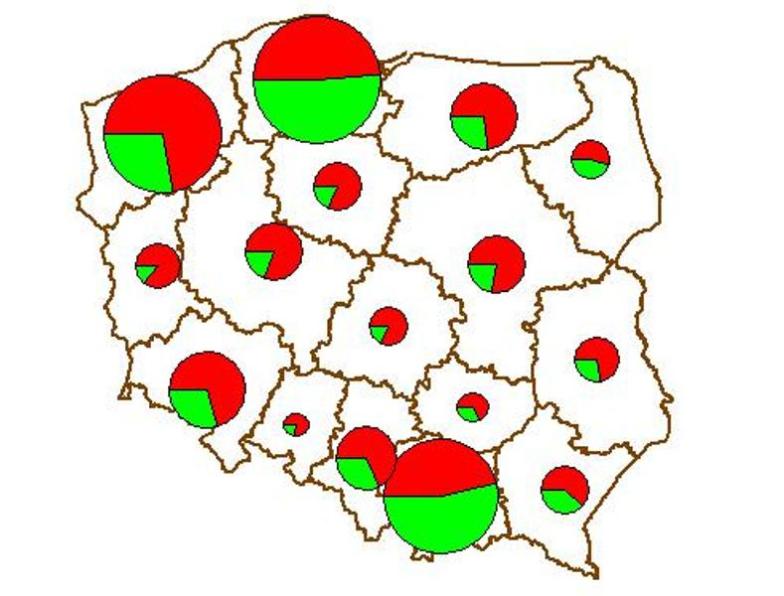 Obiekty zbiorowego zakwaterowania a kwatery prywatne opolskie świętokrz yskie łódzkie podlaskie lubelskie lubuskie kujaws ko-pom orskie podkarpackie wielkopolskie m azowieckie śląskie warm