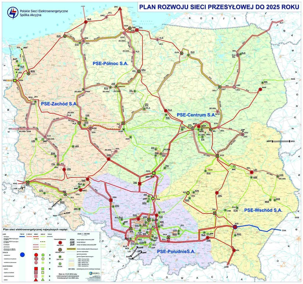 Gmina Brzeg Rys.1. Plan sieci elektroenergetycznej najwyższych napięć Źródło: http://www.pse.pl TAURON Dystrybucja S.A. Decyzją z dnia 31 grudnia 2010 r.
