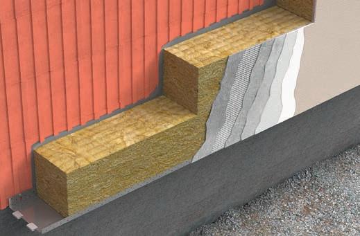 Płyty FASROCK LL mogą być mocowane zaprawą klejącą, bez łączników, do podłoży betonowych oraz murowanych: ceramicznych, silikatowych i keramzytobetonowych, do 20 m wysokości.