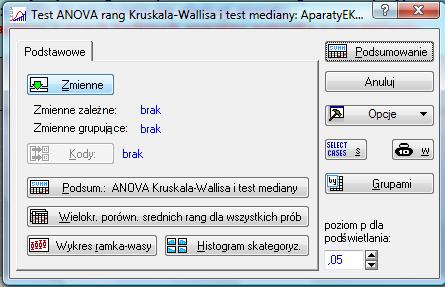 3. Na podstawie wyników testu Shapiro-Wilka można stwierdzić, że w grupie drugiej rozkład zmiennej Czas uczenia odbiega od rozkładu normalnego.
