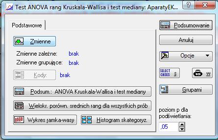 3. Na podstawie wyników testu Shapiro-Wilka można stwierdzić, że w grupie drugiej rozkład zmiennej Czas uczenia odbiega od rozkładu normalnego.