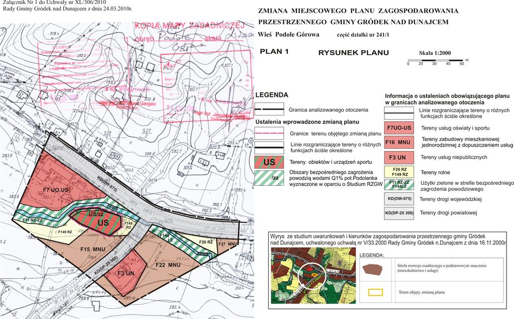 UCHWAŁA NR XL/306/2010 RADY GMINY GRÓDEK NAD DUNAJCEM w sprawie uchwalenia zmiany miejscowego planu zagospodarowania przestrzennego gminy Gródek nad Na podstawie art.3 ust.1 i art.20 ust.