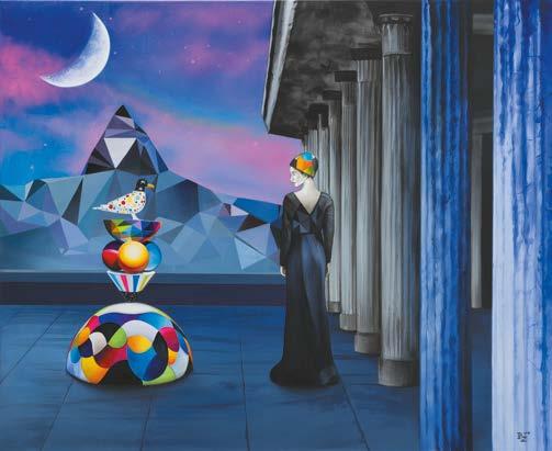: 'Laskowska' na odwrociu opisany: '"Okno" 65 x 92 cm, alkid, 2015, LASKOWSKA' 15 PAULINA