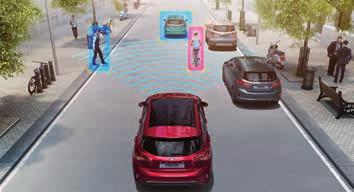 System Pre-Collision Assist z funkcją wykrywania pieszych monitoruje odległość względem innych pojazdów i przechodniów nawet po