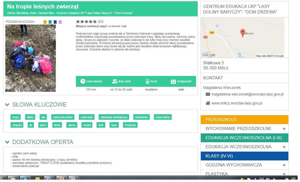 PROMOCJA OFERTY OŚRODKÓW wspólna sprawa Wykorzystanie serwisu edukacja.barycz.
