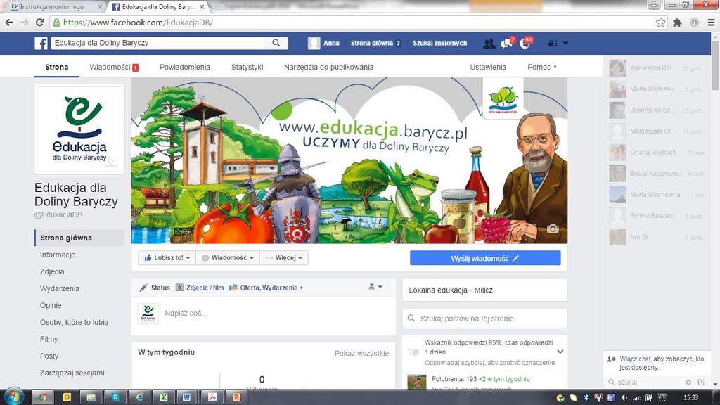 PROMOCJA OFERTY OŚRODKÓW - facebook Lokalnymi wydarzeniami dotyczącymi edukacji regionalnej i