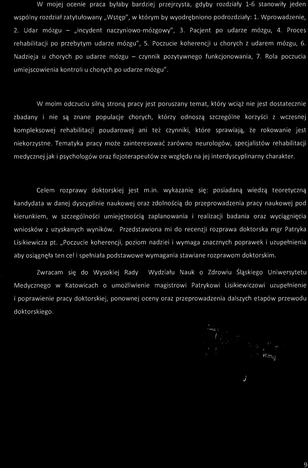 Nadzieja u chorych po udarze mózgu - czynnik pozytywnego funkcjonowania, 7. Rola poczucia umiejscowienia kontroli u chorych po udarze mózgu".