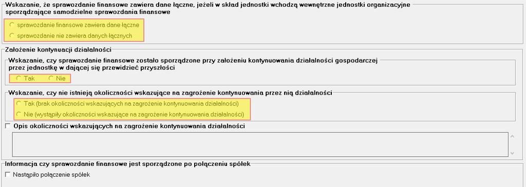 Działalność (2) W zakładce Działalność (2) obligatoryjne jest wypełnienie trzech początkowych pól co sprowadza się do wyboru odpowiedniej z