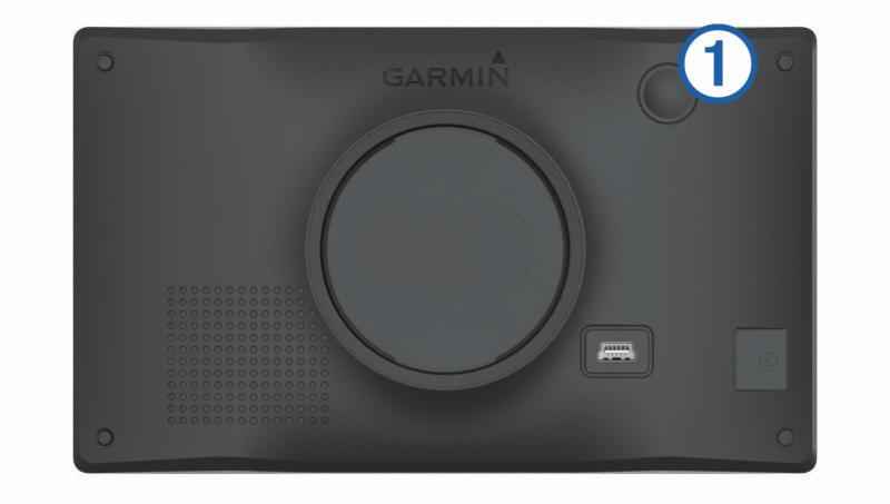 Garmin DriveSmart 55/65 informacje ogólne klawisz zasilania Gniazdo USB do zasilania i przesyłu danych Gniazdo karty pamięci do zapisywania map i danych Mikrofon do poleceń głosowych lub prowadzenia