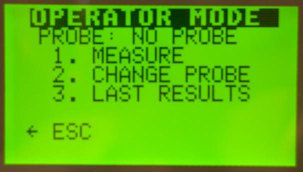 "OPERATOR MODE" Należy wybrać: "1.
