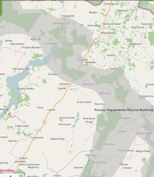 Rysunek 7. Położenie korytarza ekologicznego na terenie Gminy Szypliszki Źródło: geoserwis.gdos.