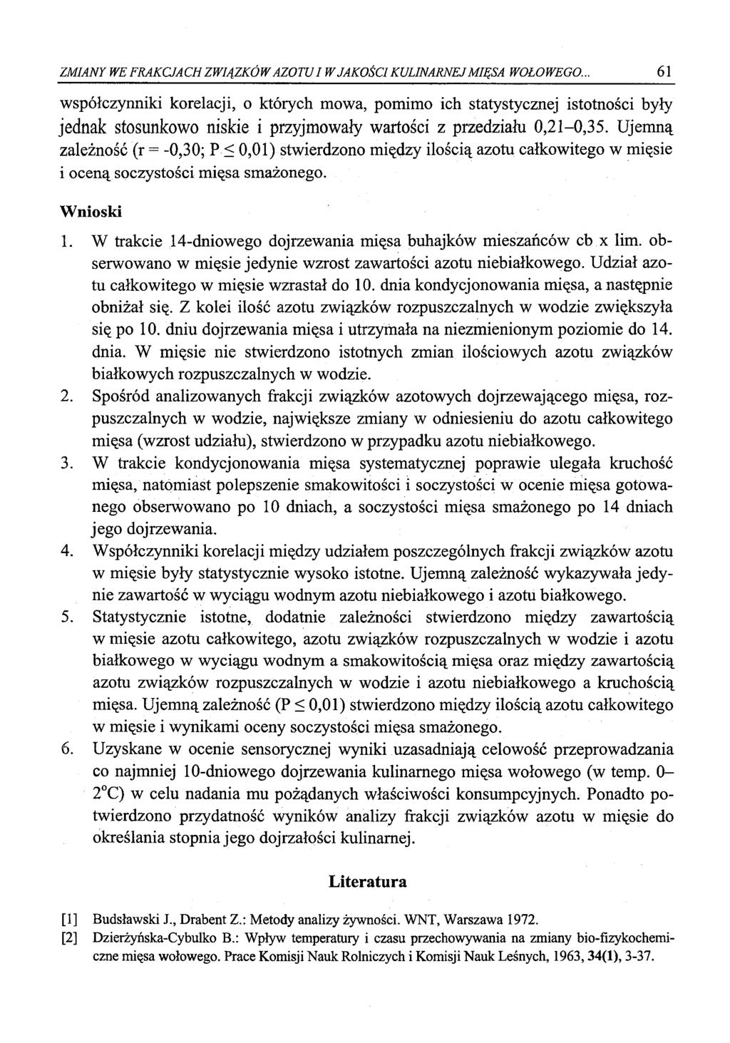 ZMIAY WE FRAKCJACH ZWIĄZKÓW AZTU I W JAKŚCI KULIAREJ MIĘSA WŁWEG.