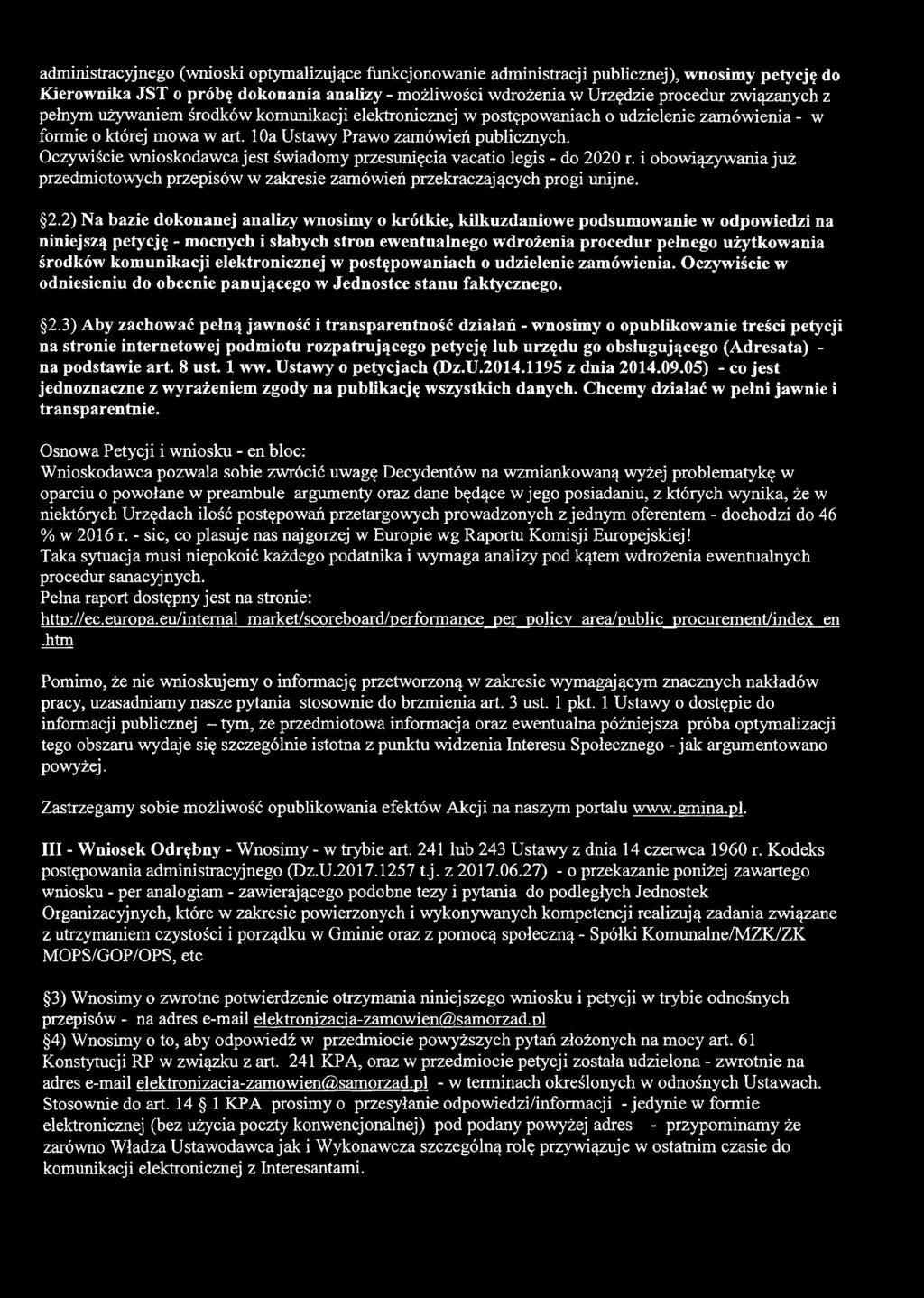 Oczywiście wnioskodawca jest świadomy przesunięcia vacatio legis - do 20