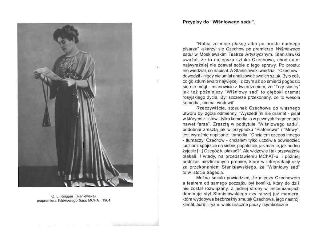 Przypisy do "Wiśniowego sadu". O. L.