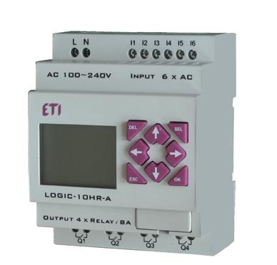 Przekaźniki programowalne Przekaźniki programowalne LOGIC Przekaźniki programowalne LOGIC Zalety: kompaktowe gabaryty, montaż na szynie TH35 lub na płycie montażowej, wyświetlacz LCD, możliwość