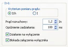 Zabezpieczenie nadprądowe zwłoczne, niezależne I>1 Rys. 9.