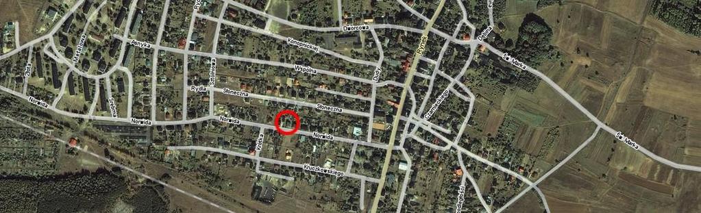 Rysunek B-2. Lokalizacja stacji pomiarowej przy ul. Norwida 30 w Miasteczku Śląskim (źródło: WWW.zumi.pl) Wymienione stacje pomiarowe są stacjami tła miejskiego. Stacja przy ul.