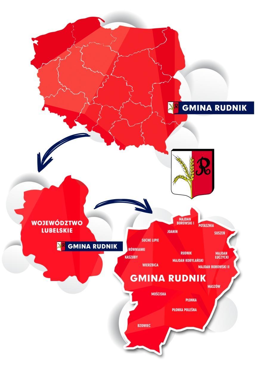 1.2. Przestrzeń i środowisko 1.2.1. Położenie gminy Rudnik w powiecie, województwie i kraju Gmina Rudnik, położona jest w powiecie krasnostawskim, w środkowo-wschodniej części województwa lubelskiego, we wschodniej części Polski.