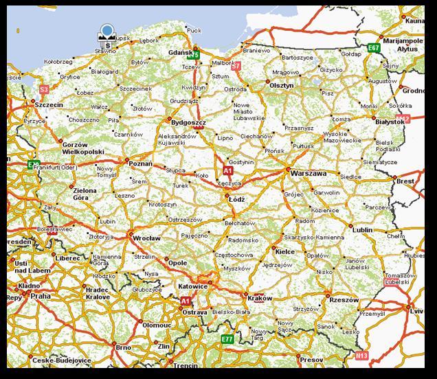Rysunek 3. Miasto Darłowo na tle Polski Źródło: http://mapa.targeo.