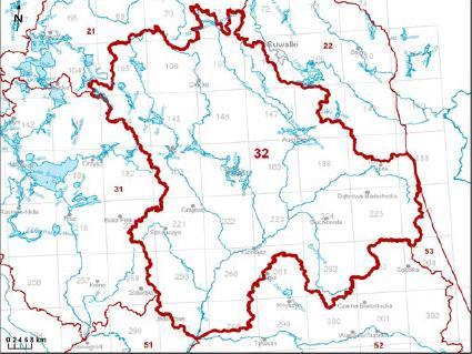 5.1.1.2. WODY PODZIEMNE Gmina Goniądz znajduje się w zasięgu następujących jednolitych części wód podziemnych: PLGW200032; PLGW200052. Rysunek 6. Lokalizacja JCWPd nr 32 Źródło: https://www.pgi.gov.