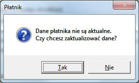 Rysunek 29. Okno dialogowe: Pobieranie danych z ZUS - okno wyboru 4. Po wybraniu opcji Tak pojawi się okno Pobieranie danych z ZUS (patrz Rysunek 30).