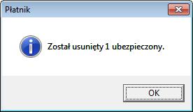 Rysunek 44. Okno komunikatu z informacją o liczbie usuniętych ubezpieczonych 5.2.