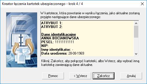 W kolejnym kroku kreatora (patrz Rysunek 52) na ekranie zostaną wyświetlone dane osoby ubezpieczonej, które pozostaną jako aktualne.