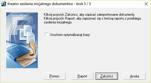 Rysunek 85. Okno dialogowe: Kreator zasilania inicjalnego krok 5/5 5.