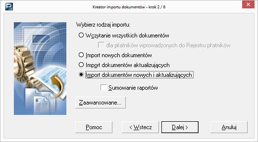 3. W następnym oknie kreatora (patrz Rysunek 87) wybierz rodzaj importu Wczytanie wszystkich dokumentów i kliknij przycisk Dalej.