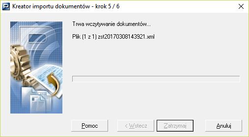 Rysunek 89. Okno dialogowe: Kreator importu dokumentów krok 4/6 Import może być procesem długotrwałym - zależy to od wielkości pliku KEDU. 7. Pięty krok obejmuje proces importu dokumentów do bazy.