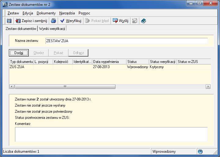 Rysunek 131. Okno: Zestaw dokumentów 5.6.10.